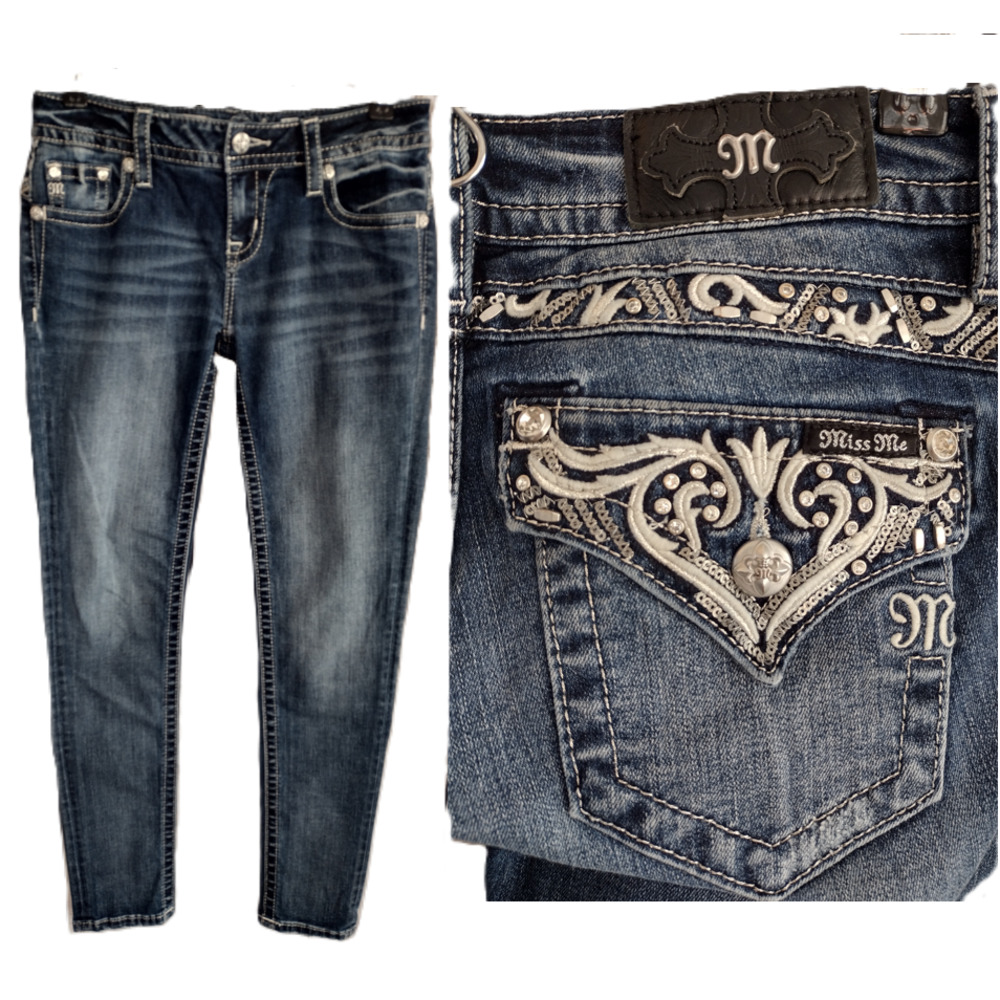 Miss Me | BLING Embellished Mid-Rise Skinny Jeans